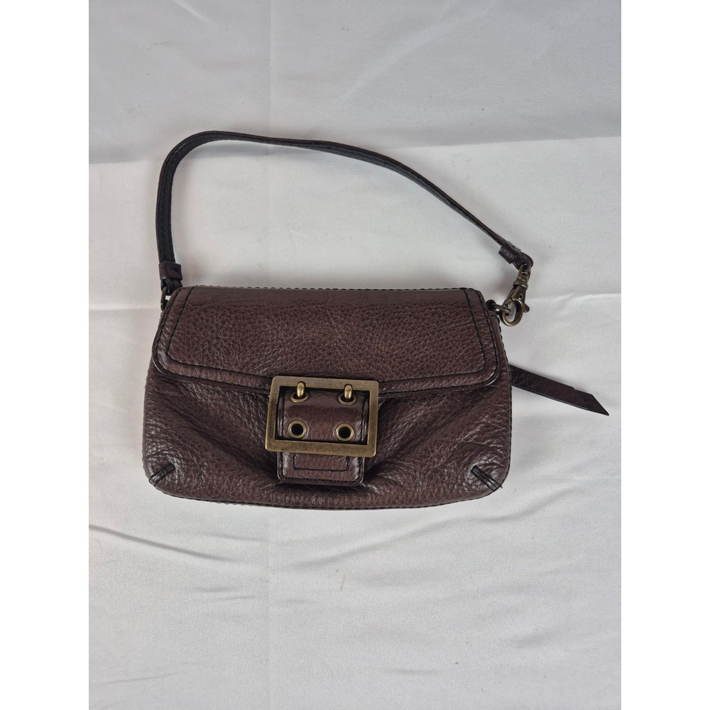 Banana Republic Genuine Leather Mini Shoulder Bag Brown Buckle Flap Y2K Purse